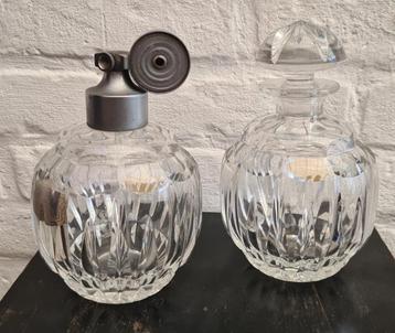 Val Saint Lambert kristal set, trommel verstuiver, flacon beschikbaar voor biedingen