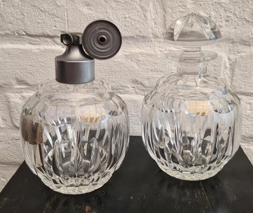 Val Saint Lambert kristal set, trommel verstuiver, flacon, Antiek en Kunst, Antiek | Glaswerk en Kristal, Ophalen of Verzenden
