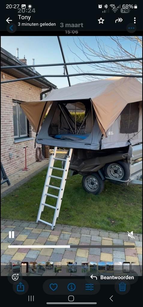 Daktent frontrunner voor 2 personen op aanhangwagen, Caravans en Kamperen, Tenten, tot en met 2, Zo goed als nieuw, Ophalen
