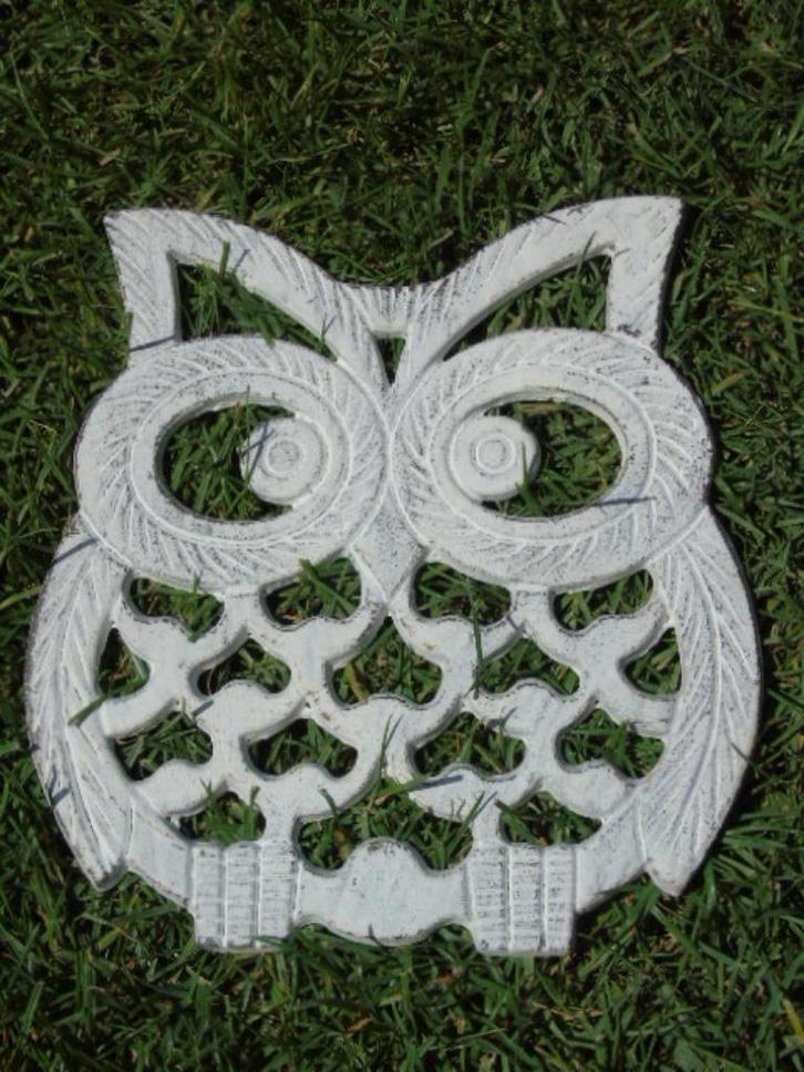 gietijzeren wandfronton uil deel wit, Tuin en Terras, Tuinwanddecoratie, Nieuw, Ophalen