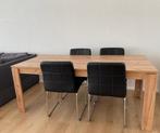 EETAFEL MET VERLENGBLAD EN STOELEN, Huis en Inrichting, Tafels | Eettafels, Ophalen, Eikenhout, Nieuw, 50 tot 100 cm
