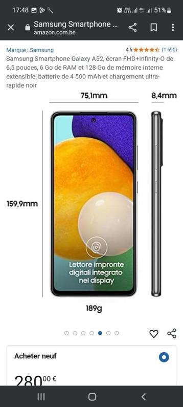 Samsung galaxy a52, Télécoms, Enlèvement ou Envoi, Neuf
