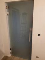 Moderne glazen binnendeur met matglas en RVS handgreep, Doe-het-zelf en Bouw, Deuren en Vliegenramen, Ophalen, Gebruikt, 80 tot 100 cm
