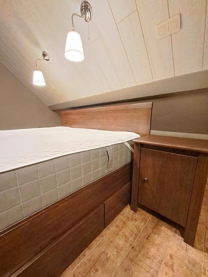 Bed 160x200 cm met 4 lades (zonder matras), 2 nachtkastjes, Huis en Inrichting, Slaapkamer | Bedden, Zo goed als nieuw, Tweepersoons