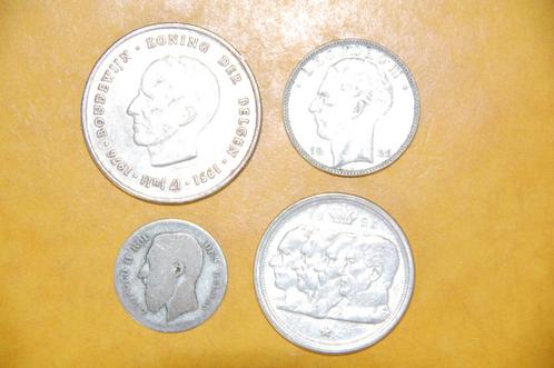 4 anciennes pièces en ARGENT, Timbres & Monnaies, Monnaies | Belgique, Série, Argent, Argent, Envoi