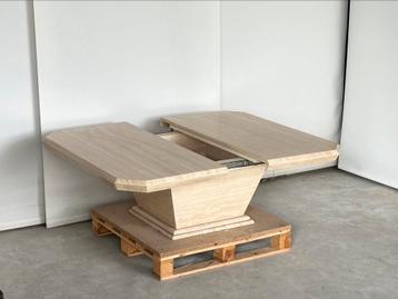 Vintage travertin coffeetable met hidden bar, ca 1980’s beschikbaar voor biedingen