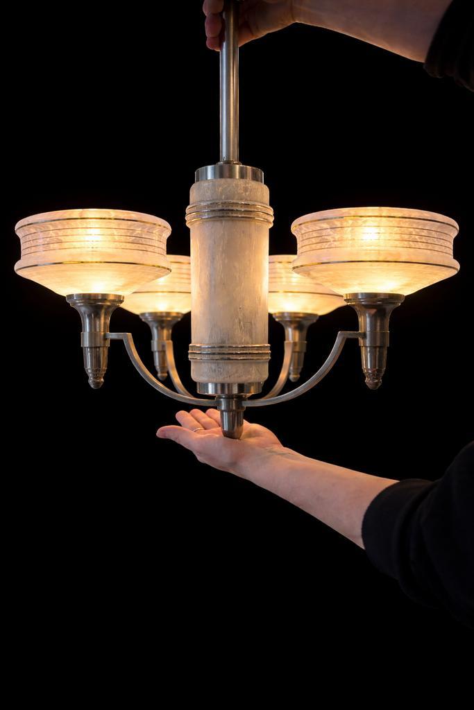 Antieke Art Deco plafondlamp  interbellum, circa 1925, Antiek en Kunst, Antiek | Verlichting, Ophalen of Verzenden