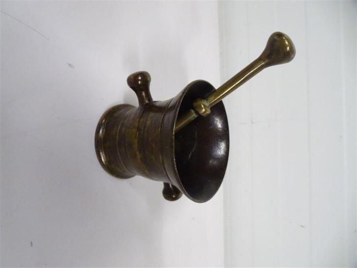 A6390. Antieke Vijzel van Messing/Koper, Antiek en Kunst, Antiek | Brons en Koper, Koper, Ophalen of Verzenden