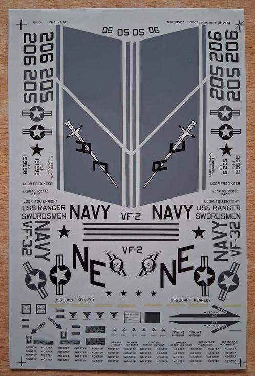 Speciaal stickervel en voor F-14A, 1/48, Hobby en Vrije tijd, Modelbouw | Vliegtuigen en Helikopters, Nieuw, Vliegtuig, Groter dan 1:72