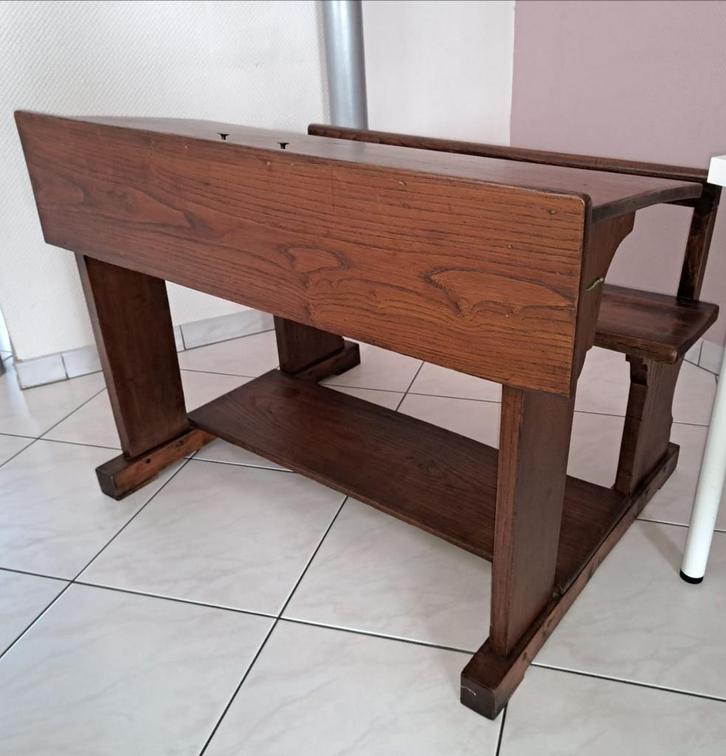 Antieke houten schoolbank, Antiek en Kunst, Antiek | Meubels | Tafels, Ophalen
