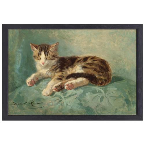 Cat nap - Henriëtte Ronner-Knip toile + cadre de cuisson 70x, Antiquités & Art, Art | Peinture | Classique, Envoi