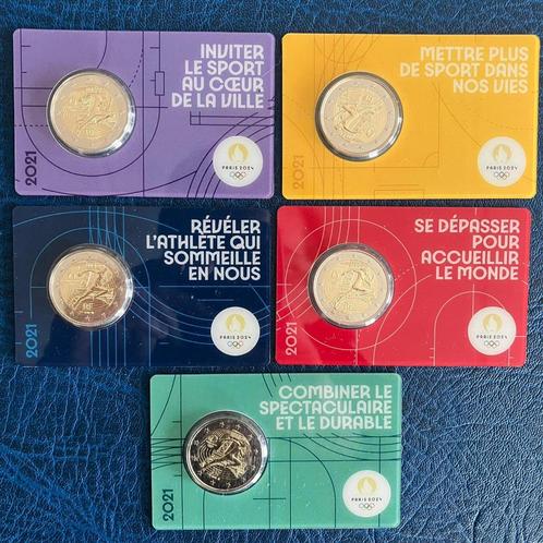 5 X 2€ Frankrijk - Olympische Spelen - Coincards, Postzegels en Munten, Munten | Europa | Euromunten, Setje, 2 euro, Frankrijk