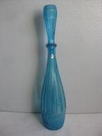 Vintage - Blauwe glazen fles, karaf - Rossine Empoli Italie., Antiek en Kunst, Ophalen of Verzenden