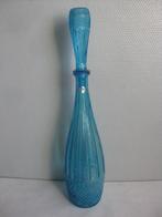 Vintage - Blauwe glazen fles, karaf - Rossine Empoli Italie., Ophalen of Verzenden
