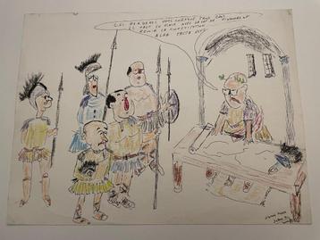 “Alea Jacta Est” Dessin coloré satirique beschikbaar voor biedingen