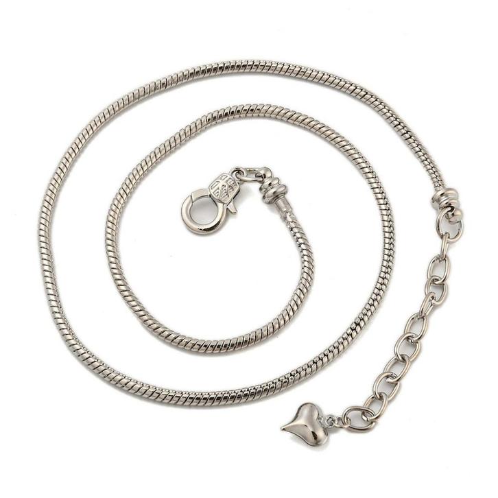 Dubbel verzilverde ketting met afschroefbare stopper, Handtassen en Accessoires, Kettingen, Nieuw, Zilver, Verstelbaar, Verzenden