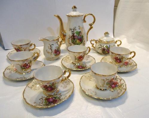 Koffie thee servies wit porselein 22 Kt goud verguld✨😍💑🎁, Antiek en Kunst, Antiek | Porselein, Ophalen of Verzenden