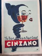 4 affiches publicitaires cartonnées Cinzano, Comme neuf