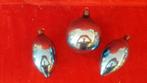 Lot met 3 oude glazen kerstballen Ajeko blauw, Ophalen of Verzenden, Gebruikt