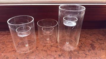 Glazen design kaarsenhouders (set van 3) beschikbaar voor biedingen