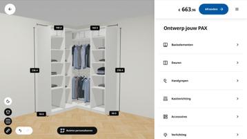 IKEA PAX Hoekkast | 160x160x236 cm | GRATIS LEVERING beschikbaar voor biedingen