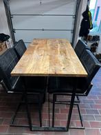 Stoere stijlvolle bartafel met 4 krukken in industriële look, Ophalen, Zo goed als nieuw