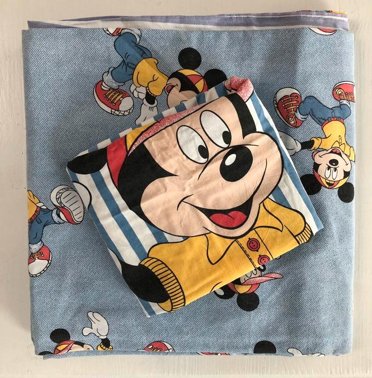 dekbedovertrek en sloop Mickey Mouse DIsney 1 persoon blauw, Kinderen en Baby's, Kinderkamer | Beddengoed, Gebruikt, Dekbedovertrek