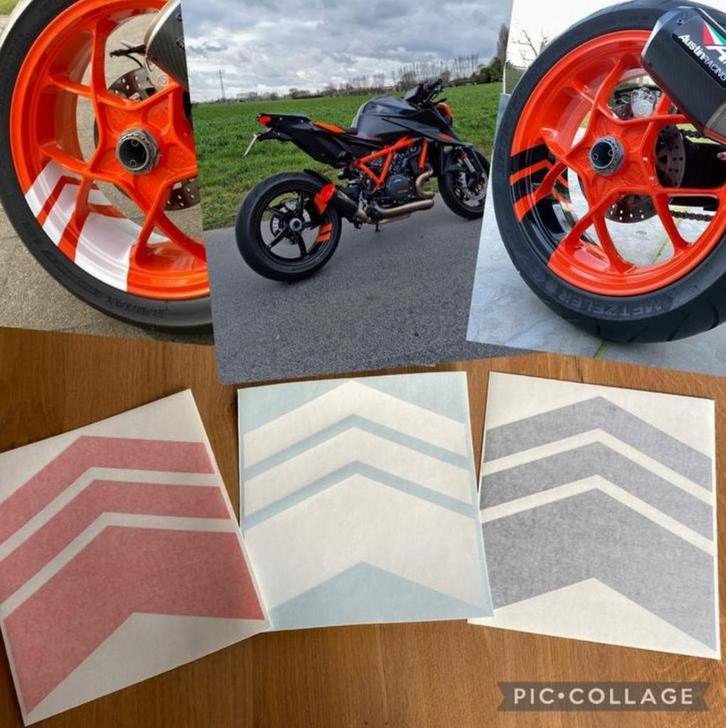 KTM <<READY TO RACE>> pijlen stickers velgen 1290/1390/GT/.., Motoren, Accessoires | Overige, Zo goed als nieuw, Ophalen of Verzenden