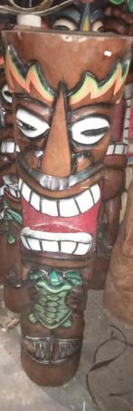 Tiki totem en bois de cocotier 100 cm coloré, Antiek en Kunst, Ophalen of Verzenden