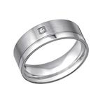 Stalen herenring met witte zirkonia, Handtassen en Accessoires, Ringen, 20 of groter, IJzer of Staal, Heer, Nieuw