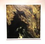 Abstract modern acryl canvas - 50*50cm - zwart/groen, Ophalen of Verzenden