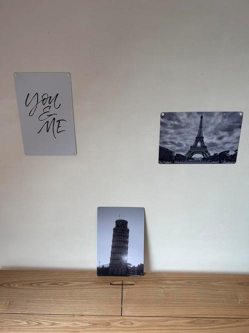 3 plaques métalliques : Tour Eiffel, Tour de Pise, You&Me, Maison & Meubles, Accessoires pour la Maison | Tableaux à écrire & Proverbes