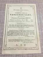 V.VANDERBRIGGHE Leisele 1817  +1867 Poperinge (J.Creus), Collections, Envoi, Image pieuse