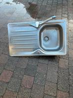 Franke opbouw lavabo met afdruip, Doe-het-zelf en Bouw, Sanitair, Ophalen, Zo goed als nieuw, Inox, Kraan