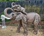 Grote olifant,  met baby , polystone, Tuin en Terras, Ophalen, Nieuw, Kunststof, Dierenbeeld