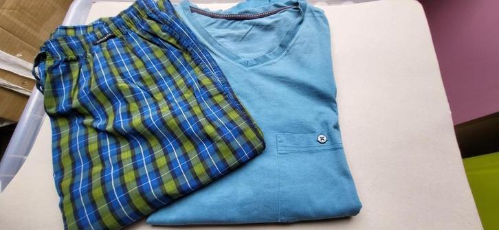 Pyjama heren merk Schiesser M:Large Kleur: petroleum, Kleding | Heren, Pyjama's, Gedragen, Maat 52/54 (L), Ophalen of Verzenden