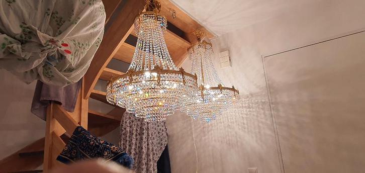 twee identieke kristallen en antieke lusters, Antiek en Kunst, Antiek | Verlichting, Ophalen