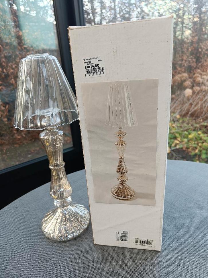 Glazen kandelaar (met theelichthouder). Aantal: 3., Antiek en Kunst, Antiek | Kandelaars, Glas, Ophalen of Verzenden