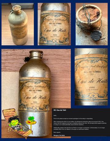 Origineel flacon “eau de Thaīti” geseald beschikbaar voor biedingen