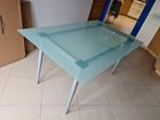 table en verre + 4 chaises, Moderne alu / verre, 100 à 150 cm, Rectangulaire, 50 à 100 cm