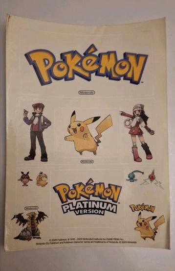 Pokémon Platinum Version Stickers ( NIntendo 2009 ) beschikbaar voor biedingen