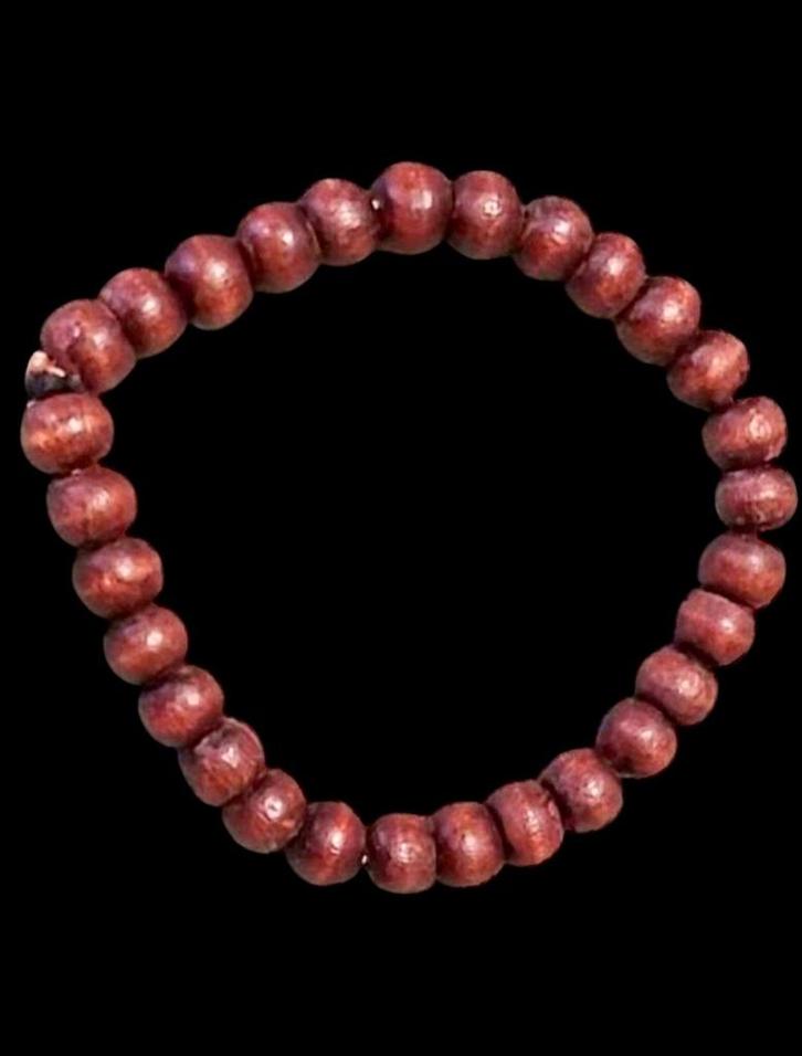 KRALENARMBAND VAN KOKOSHOUT, Handtassen en Accessoires, Armbanden, Nieuw, Hout, Bruin, Met bedels of kralen, Ophalen of Verzenden