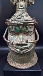 HERDENKINGS BRONZEN OBA-HOOFD IFE BINI EDO - NIGERIA, Antiek en Kunst, Ophalen of Verzenden
