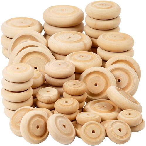 Houten Wielen naturel set 160 stuks hobby treinen raceauto's, Hobby en Vrije tijd, Overige Hobby en Vrije tijd, Nieuw, Verzenden
