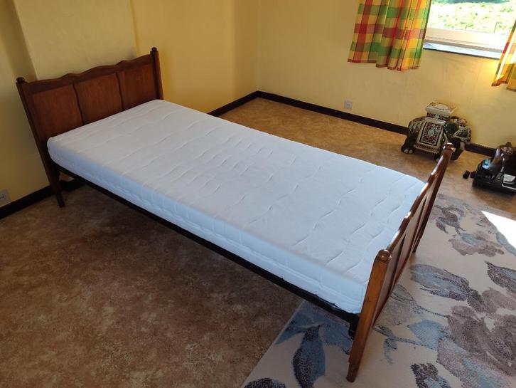 Lit breton, Huis en Inrichting, Slaapkamer | Bedden, Gebruikt, Eenpersoons, 100 cm, 210 cm, Hout, Bruin, Ophalen