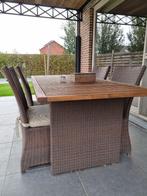 Tuintafel en 4 stoelen incl kussens, Tuin en Terras, Tuintafels, Ophalen, Gebruikt, Rechthoekig, Hout