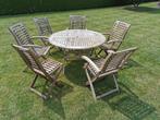 teak tuinset, tafel en 6 stoelen, Ophalen, Gebruikt, Teakhout, Tuinset