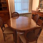 Uitschuifbare ovalen tafel + 5 stoelen, Huis en Inrichting, Ophalen, Gebruikt, Vijf personen of meer, Ovaal