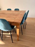 Oude massieve teak tafel 150 cm x 150 cm, Huis en Inrichting, Ophalen, Gebruikt, 150 tot 200 cm, Vijf personen of meer