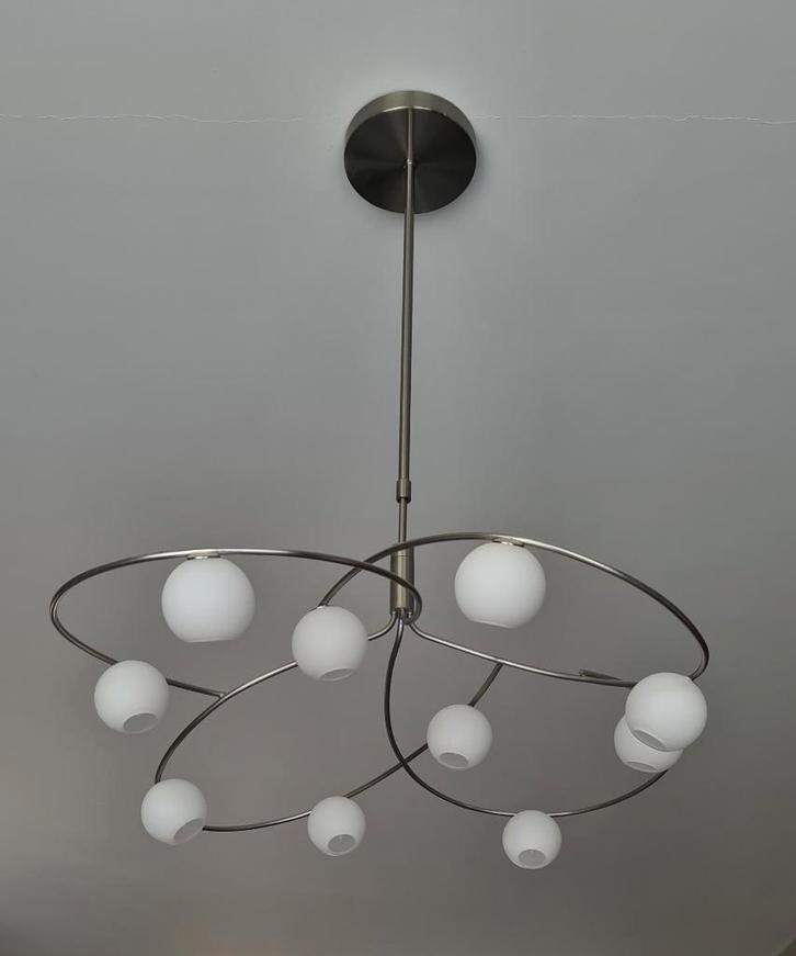 Massive design hanglampen in nieuwstaat, Huis en Inrichting, Lampen | Hanglampen, Zo goed als nieuw, 50 tot 75 cm, Glas, Metaal